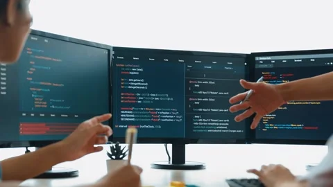 Slow motion back end software developer engineer writing code. Burgeoning Stock Footage 273015271