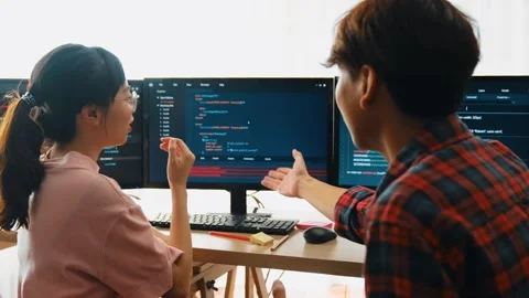 Slow motion back end software developer engineer writing code. Burgeoning Stock Footage 273736108