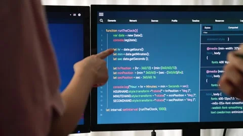 Slow motion back end software developer engineer writing code. Burgeoning Stock Footage 274186858