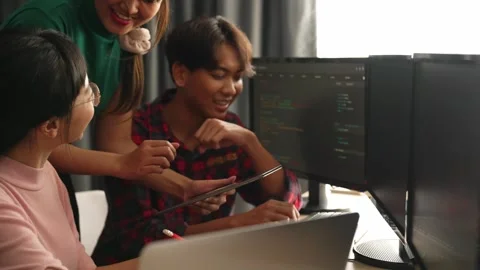 Slow motion back end software developer engineer writing code. Burgeoning Stock Footage 274386185