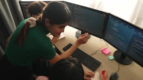 Slow motion back end software developer engineer writing code. Burgeoning Stock Footage 274467678