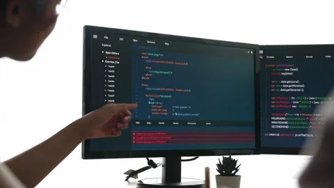 Slow motion back end software developer engineer writing code. Burgeoning Stock Footage 274504306