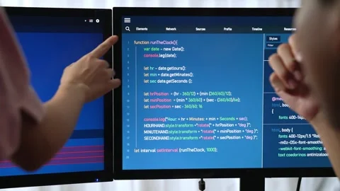 Slow motion back end software developer engineer writing code. Burgeoning Stock Footage 275417262