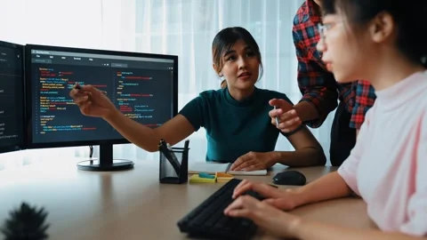 Slow motion back end software developer engineer writing code. Burgeoning Stock Footage 276357527