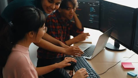 Slow motion back end software developer engineer writing code. Burgeoning Stock Footage 277076361