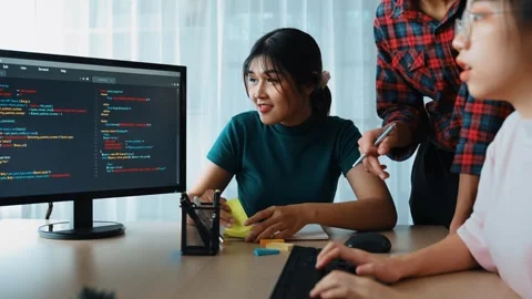 Slow motion back end software developer engineer writing code. Burgeoning Stock Footage 277122061