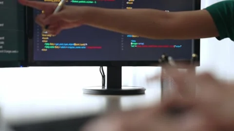 Slow motion back end software developer engineer writing code. Burgeoning Stock Footage 278246122