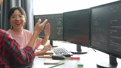Slow motion back end software developer engineer writing code. Burgeoning Stock Footage 278246585