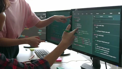 Slow motion back end software developer engineer writing code. Burgeoning Stock Footage 278547826