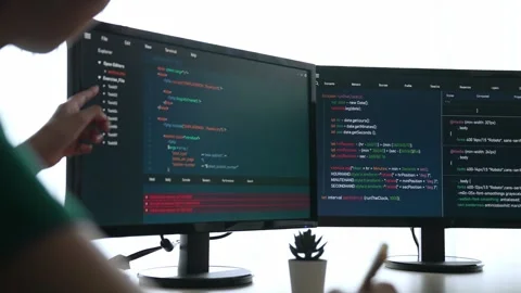 Slow motion back end software developer engineer writing code. Burgeoning Stock Footage 278620374
