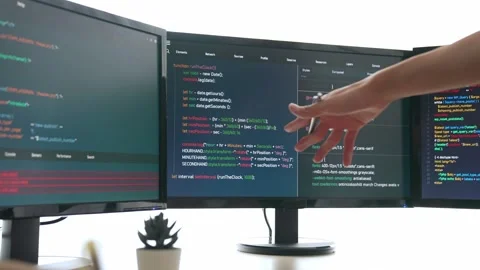 Slow motion back end software developer engineer writing code. Burgeoning Stock Footage 278688903
