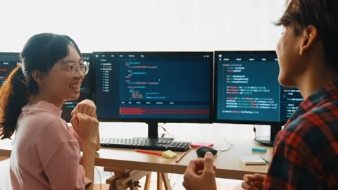 Slow motion back end software developer engineer writing code. Burgeoning Stock Footage 279341914