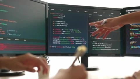 Slow motion back end software developer engineer writing code. Burgeoning Stock Footage 281196307