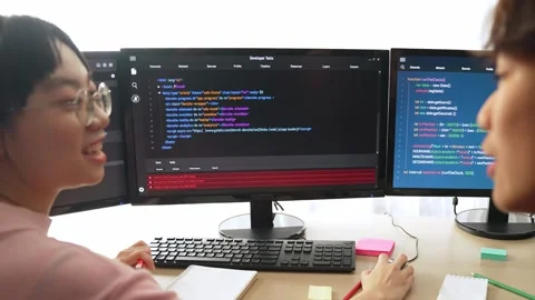 Slow motion back end software developer engineer writing code. Burgeoning Stock Footage 283594070