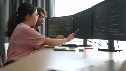 Slow motion back end software developer engineer writing code. Burgeoning Stock Footage 283862900