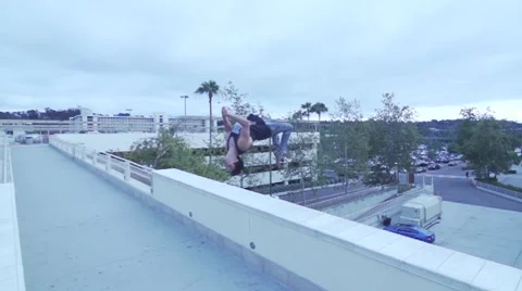 Slow Motion Back Flip off of wall Stock Footage 52672245