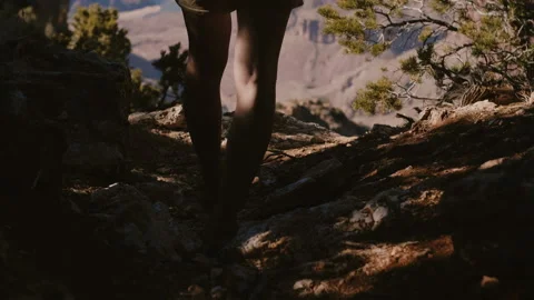 Slow motion back view happy tourist woman hiking, standing with arms open wide Stock Footage 102606952
