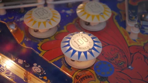 Slow motion of ball moving within a pinball arcade game Stock Footage 137614027