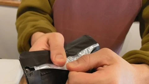 Slow motion. Barista working. The process of making coffee. Freshly roasted 動画素材 123553208