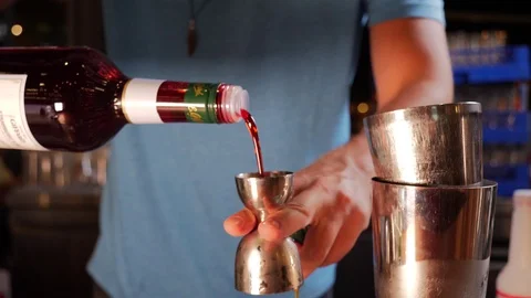 Slow motion of a bartender making cocktail Stock Footage 93312973