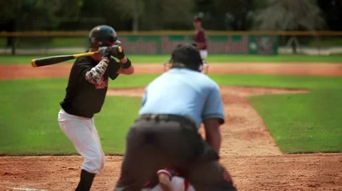Slow motion of a baseball player batting during a game. Stock Footage 55575258