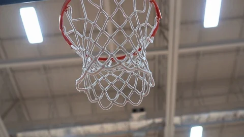 Slow Motion Basketball Net HD (CLOSE UP) Stock Footage 129683755