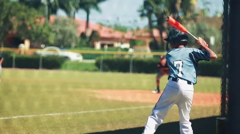 Slow motion of batter practicing before his turn during baseball game Stock Footage 61250293
