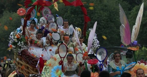 Slow motion Battle of the Flowers 2 Stock Footage 80052353