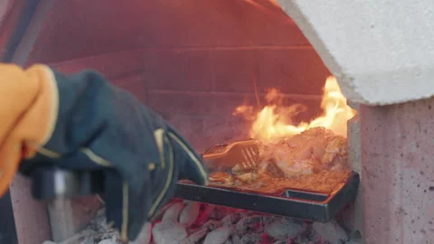 Slow motion BBQ during and heating up ready for meat Stock Footage 345806493