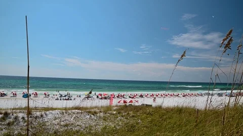 Slow motion beach and waves in Destin, Florida Stock Footage 125533628