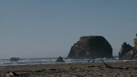 Slow motion on Beach, Pacific Ocean Coastline — California Stock Footage 255660931