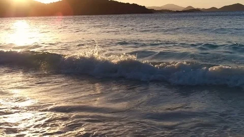 Slow motion beach shoreline at trunk bay, St John, United States Virgin Islands Stock Footage 71465445