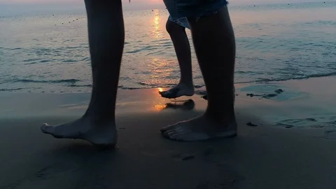 Slow motion beach walk Stock Footage 94037466