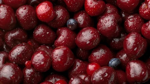 Slow motion  beautiful berries with drops of water Stock Footage 125256172