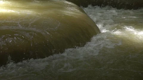 Slow motion of Beautiful Clear Waterfall Cascade In Tropical Rainforest Video stock 255031096