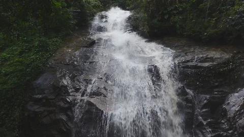 Slow motion Beautiful deep forest waterfall in Chiang Mai. Thailand. Video stock 115340657
