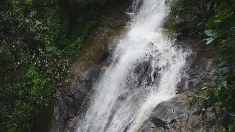 Slow motion Beautiful deep forest waterfall in Chiang Mai. Thailand. Stock-Footage 115343522