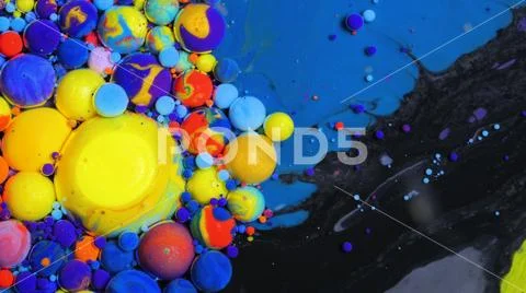 Slow Motion Beautiful Macro Surface Multicolored Red Blue Black And Yellow Stock Photos