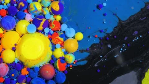 Slow Motion Beautiful Macro Surface Multicolored Red Blue Black And Yellow Stock Photos