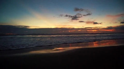 Slow Motion Beautiful Sunset On The Ocean Beach Bali Indonesia Stock Footage 104536583