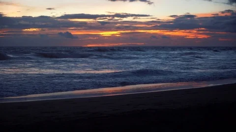 Slow Motion Beautiful Sunset On The Ocean Beach Bali Indonesia Stock Footage 104536586