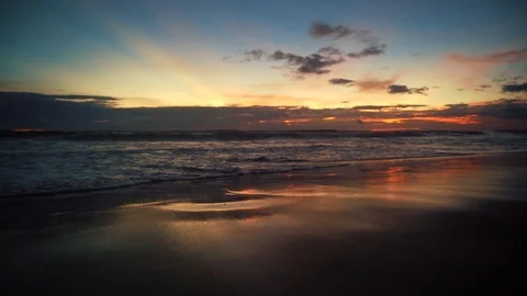 Slow Motion Beautiful Sunset On The Ocean Beach Bali Indonesia Stock Footage 104536589