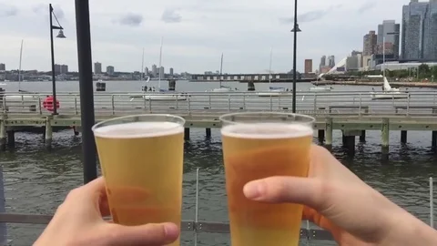 Slow motion beer cheers Stock Footage 81926300