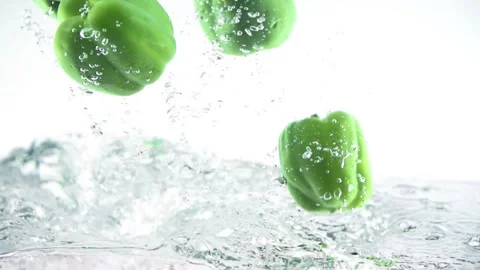 Slow Motion Bell Pepper Water Splash Stock Footage 154759461