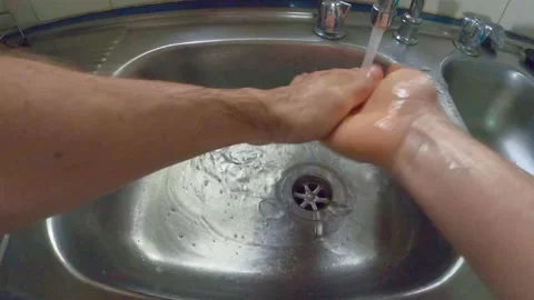 Slow motion best practice hand wash 3 Stock Footage 138288632