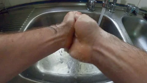 Slow motion best practice hand wash 2 Stock Footage 138288641