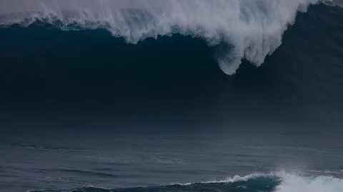 Slow Motion: Big Empty Foam Ball Wave Crashing in Ocean Stock Footage 103224592