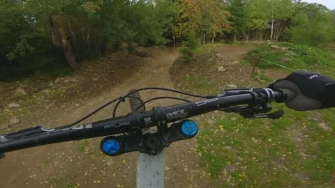 Slow Motion of Big Jump Mountain Biking Downhill at Geisskopf, Germany Stock Footage 220492876