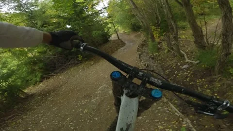 Slow Motion of Big Jump Mountain Biking Downhill at Geisskopf, Germany Stock Footage 220493895