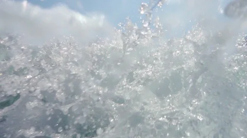 Slow motion of big sea wave crashing,  splashing Stock Footage 103386112